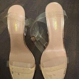 Fashion Nova Transparent Strap Beige Heels